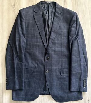 Joseph Bach Sartoriale Navy Checked Wool 2 Button Men's Blazer Jacket Size 42